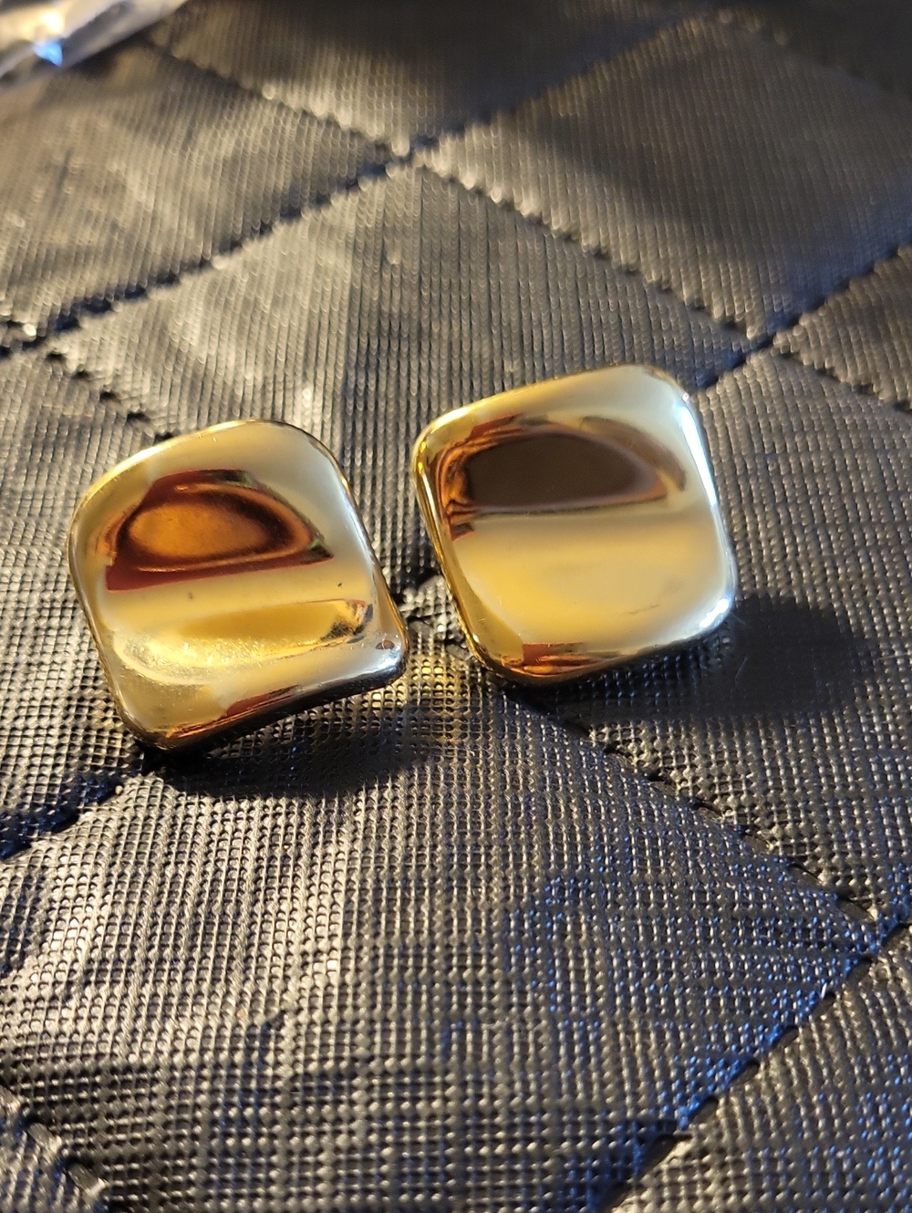 Gold Square Dome Clip-On Earrings